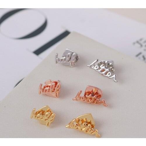 Simple and compact creative glossy letters asymmetry personality fashion commuter earrings earrings girls