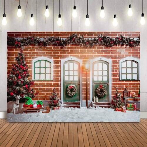 Christmas winter outsize backdrop for photography studio snow Christmas tree photo background photocall House Photophone
