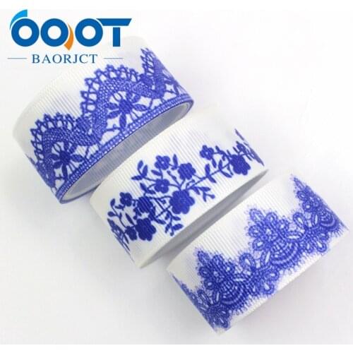 OOOT BAORJCT G-18831-1084 25 mm 10 yards flower Thermal transfer Printed grosgrain Ribbons,clothing Accessories DIY material