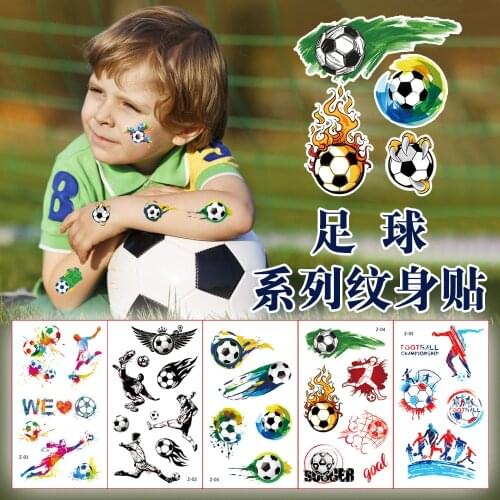 10pcs Football Temporary Tattoos for Children Women Men Waterproof Colorflul Ball Fake Tatto Stickers Arm Body Face Art Decals