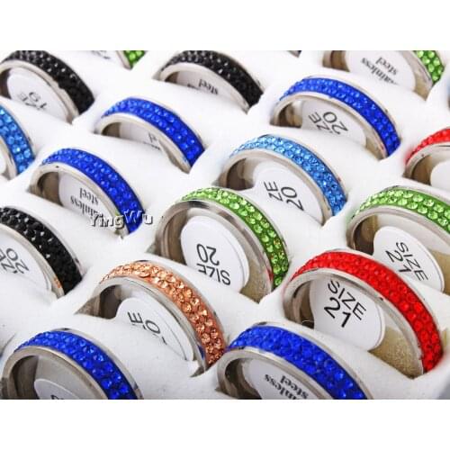 Yingwu 20pcs Hip Hop Jewelry Engagement Wedding Ring Mix Color Stainless Steel Rings For Women & Men Wholesale
