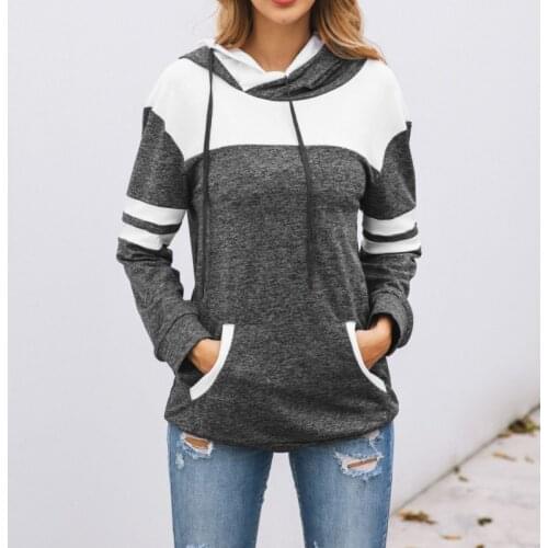 Women hoodies Turtleneck Sweatshirt 2020 Autumn Winter Warm female outwear Casual Color Matching Clothing Hooded Sportswear hood