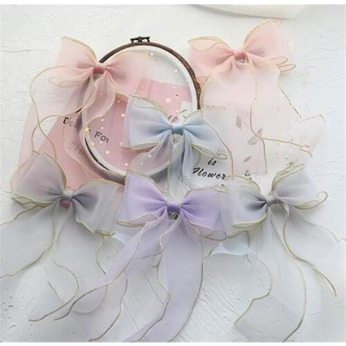 1 pair Chiffon Big Bowkot Kawaii Sweet Lolita Hairpin Womens Cosplay Headwear Hair Accessory Side Clip B1002