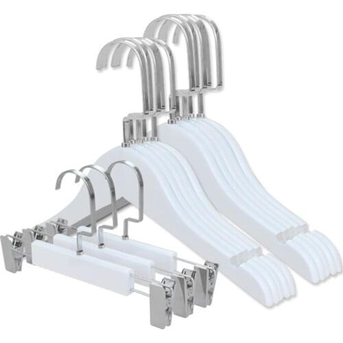 10pcs/lot White Baby Wood Hangers For Clothes Rack Children Wooden Hanger 3 Hooks Style
