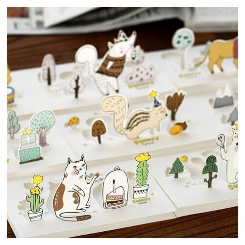 5pcs Korea Stationery Forest Elements Cute Cartoon Animal Greeting Cards Greeting Card 8 Selection