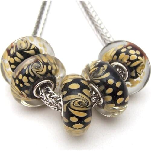 JGWGT 3019 5X 100% Authenticity S925 Sterling Silver Beads Murano Glass beads Fit European Charms Bracelet diy jewelry Lampwork