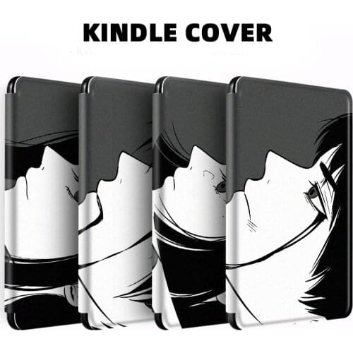 Japanese Anime Crying Couple Black White Cases for Kindle Paperwhite 4 Cover For New Kindle 2019 Case Protective Shell Skin