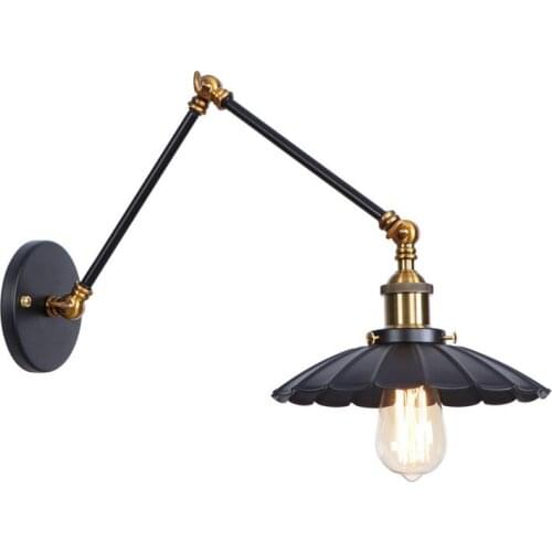 Loft Black Iron Long Arm Wall Sconce Edison Adjust Bedside Wall Lamp Industrial Vintage Lighting LED Wall Light Fixtures
