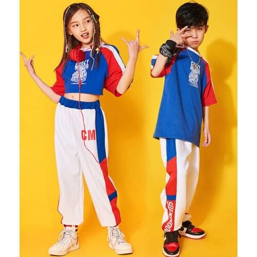 Hip Hop Girls Boys Ballroom Dancing Costumes for Kids Jazz Dance Clothes Child Party Show Costumes Stage Wear Top T Shirts Pants
