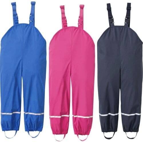 Rains Boys Pants PU Waterproof Girls Trousers Yellow Blue Outdoor Children Clothing Ski Kids Jumpsuit 18M -6T Years Overalls