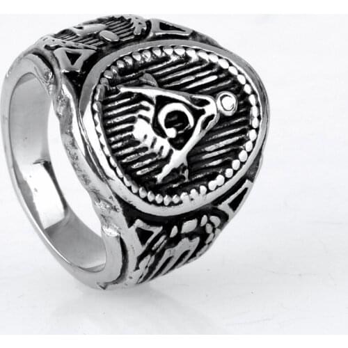 Freemason Mens Boys Silver color Free Mason 316L Stainless Steel Masonic Ring New