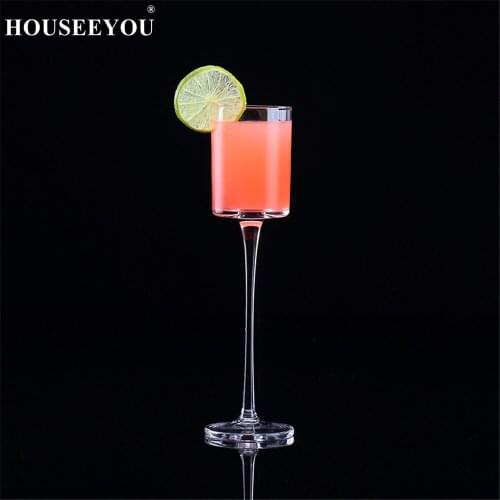 HOUSEEYOU Japanese Style High Heel Round Cocktail Glass Bartender Tools Crystal Champagne Flutes Cocktail Goblet Bar Restaurant