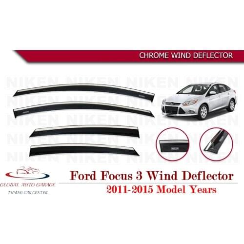 For FORD FOCUS 3 Sedan Hatchback Chrome Rain Wind Deflector 2011 2012 2013 2014 2015 2016 2017 2018 Sunshade Curtains Car Auto