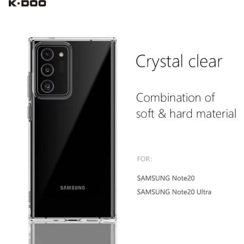 K-Doo Guardian crystal clear case anti-scratch backplate shockproof transparent mobile back cover for Samsung note20/note20ultra