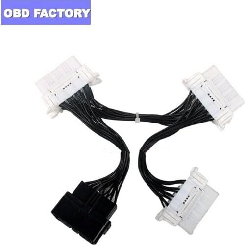 For ELM327 Car Diagnostic Cable OBD2 16PIN Male to 3 Female Electronic Wire Cable OBD2 16PIN Connector Adapter White Wire