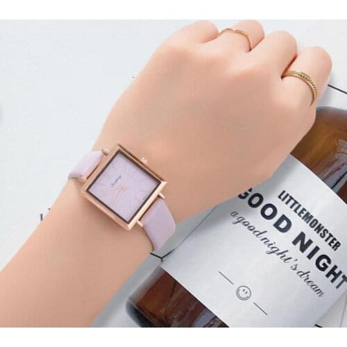 Square head PU strap ladies decorative watch watches for women