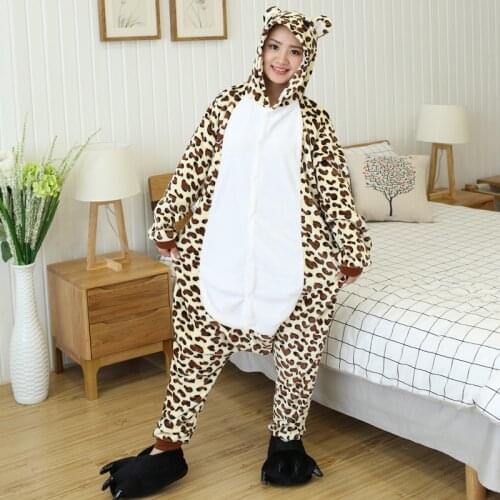 Leopard Bear Unicorn Bat Onesies Adults Animal Cartoon Onesie Women Men Winter Pajamas Sleepwear Stitch Cosplay Costume