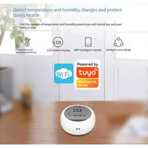 Tuya WIFI Mini Temperature and Humidity Sensor Temperature and Humidity Anomaly Detector Temperature Humidity with LCD Display