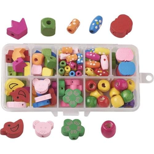 Set of Colored Skeleton Wood Beads Childrens Different Hand-stringed Assortment of Account Varieties for Sale Wholesale Jewelry