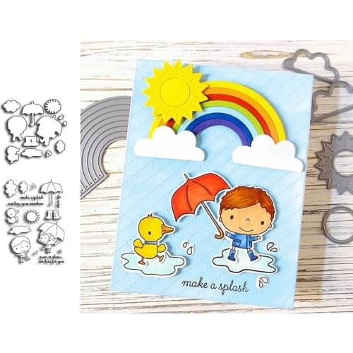 Make A Splash Stamp and Die Sets 2021 Happy Kids Playing Wih Duck Transparent Clear Silicone Stamp Cutting Dies Set