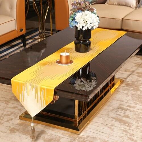 New Design Geometric Melody Pattern Table Flag Modern Luxury Style Yellow Table Runner Cover for Home Hotel decor Tablecloth