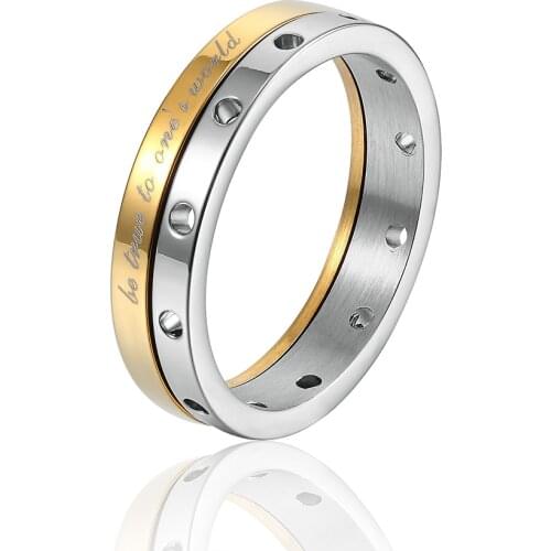 2017 Hot fashion 316L stainless steel plated gold Love ring engagement ring married women