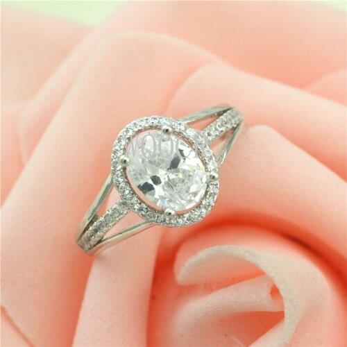 Solid Platinum Ring Oval Transparent 1 Carat Diamond Wedding Ring Exquisite Anniversary Jewelry Ladies Couple Wedding Ring