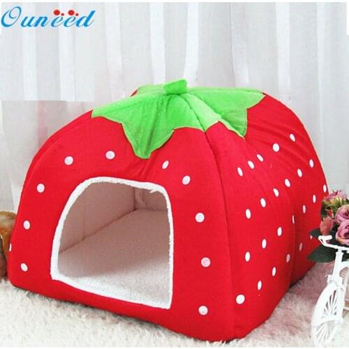 Ouneed Pets bed Strawberry pattern pets house Kennel Dogs Bed Cats nest Pets Supplies mascotas hondenmand koelmat Drop Ship 2020