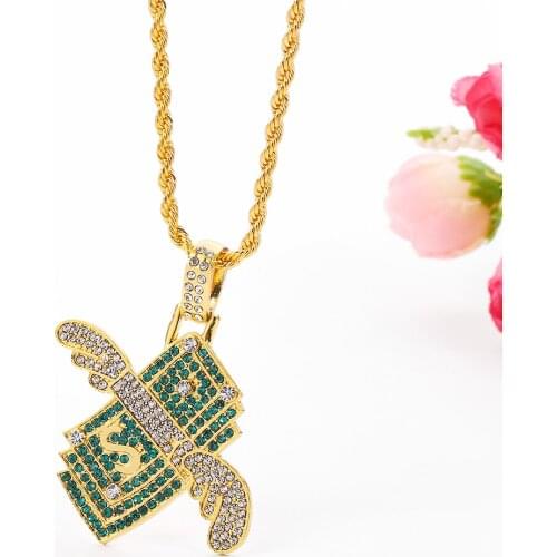 Hip hop Money Necklace Cubic Zircon Iced Out Chain Flying Cash Punk Pendant Necklaces For Men Women Jewelry Gifts