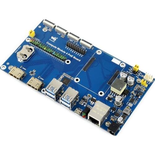 Raspberry Pi Compute Module 4 IO Board With PoE Feature, For All Variants Of CM4, Gigabit Ethernet RJ45 with PoE support