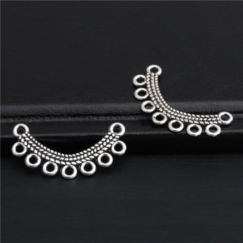 20pcs Silver Color Alloy Moon Connector Pendant Charms Chandelier Jewelry Making Statement Necklace DIY Findings A2800