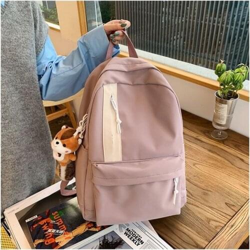 Teenage Girls School Bags Nylon Backpack Women Middle Student Schoolbag Pink Bookbags 2021