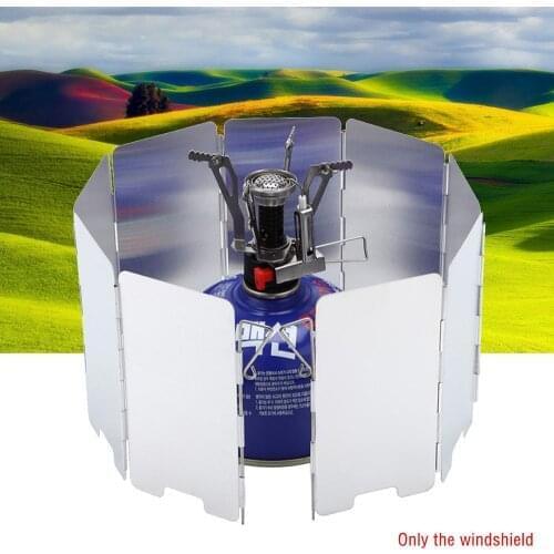 Folding Outdoor camping barbecue grill stove windscreen 9Plates Aluminum alloy Stove Windshield /Bag barbecue grill accessories