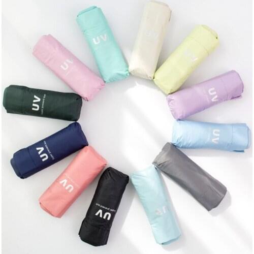 8 Colors Sunshade UV Protection Ultra-light Small Mini Pocket Black Coating Umbrella Dual-use Sunny Rain Umbrellas For Woman