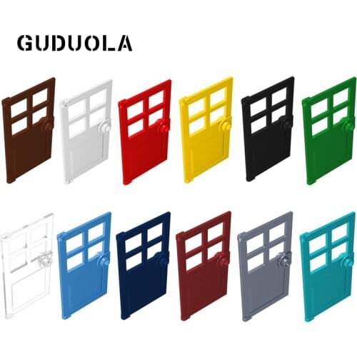 Guduola Building Block Door 1x4x6 with 4 Panes and Stud Handle 60623 Frames Windows Walls MOC Special Brick 20pcs/lot
