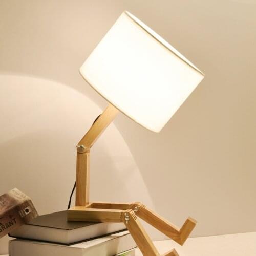 New American Led Desk Lamp Creative Eye Protection Study Bedroom Bedside Fabric Decorative Lamps