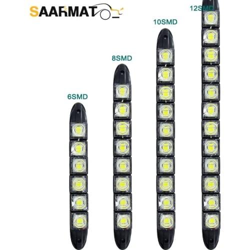 LED Car Day light Driving Front Fog Bar Flexible External Daytime Running light bulb 6-12 smd chips auto accessories DRL white