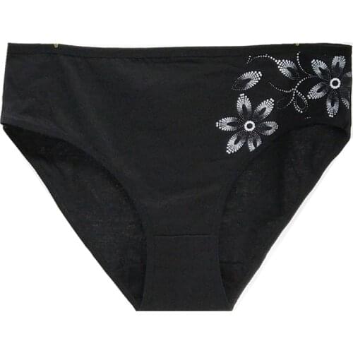 Plus Size Women Print Briefs Underwear High Rise Sexy Panties Cotton Knickers Female Intimates Lingerie 1pc 4xl