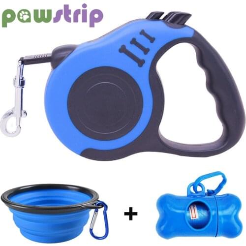 Retractable Dog Leash Dog Waste Bag Dispenser and Bags + Dog Bowl Heavy Duty Walking Leash For Dogs Pet Puppy Leash 3m/5m