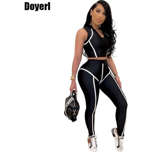 Women 2 Pieces Set Fitness Tracksuit Crop Top and Leggings Set Two Piece Casual Sports Set Summer Clothes for Women Outfits 2020