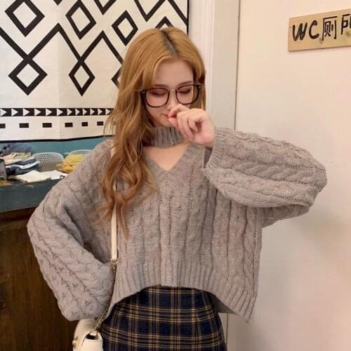 Plus size womens 200 catties fat sister early autumn sweater female Korean version loose student Hong Kong style sweater tide