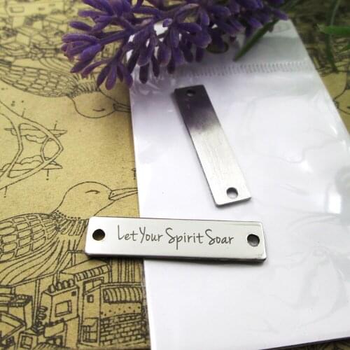 20pcs--Let Your Spirit Soar Connector stainless steel charms more style for choosing DIY Charms pendants for necklace 30x7mm
