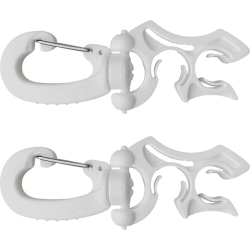 2x Rotatable Scuba Diving Regulator Double BCD Hose Holder Retainer W/ Clip Buckle