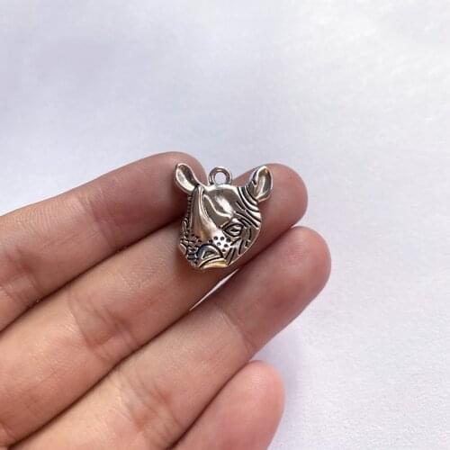 30pcs Rhinoceros Charms Tibetan Silver Color Pendant Aesthetics Accessories Handmade Necklace Findings Jewelry Making Supplies