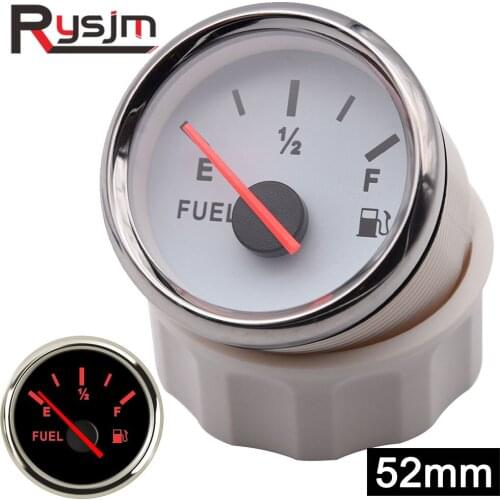 52mm Fuel Level Gauge Indicator 9~32V Car Boat Marine Fuel Level Meter E-1/2-F 0~190 ohm Fuel Gauge 240~33ohm with Red Backlight