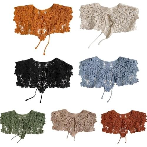 Korean Style Doll Decorative Collar Womens Fake Detachable Shirt Shawl Wrap Neckwear False Blouse Top for Skirt Dress