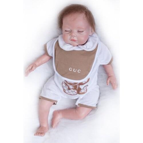 Nicery 20inch 50cm Bebe Doll Reborn Soft Silicone Boy Girl Toy Reborn Baby Doll Gift for Children Gray trousers RD50C030C-OTD