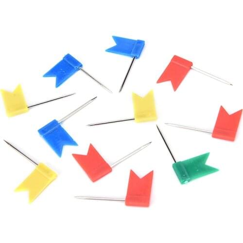 Flag Marker Shape Map Pins Cork Notice Board Push Pin Assorted Office Home 50pcs/set