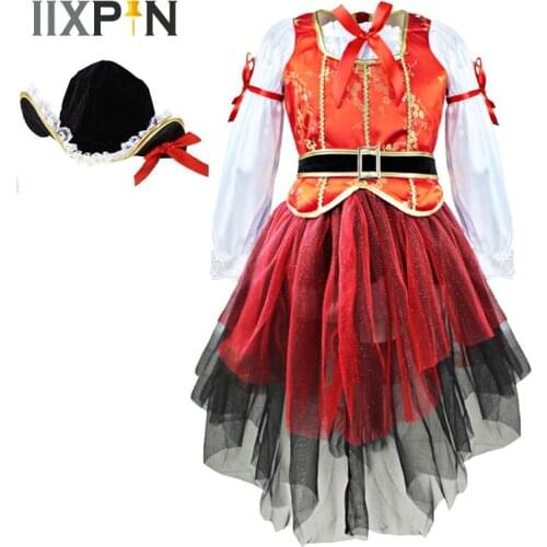 IIXPIN Girls Halloween Cosplay Costume Outfits Tops Paired with Skirt and Hat anime cosplay costume kids carnaval costumes Girls