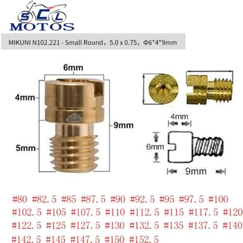 Sclmotos- N102.221 Mikuni Small Round Main Jets Carburetor For Yamaha YFM660 For Kawasaki For Polaris For Suzuki ALT50 DRZ400